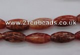 CAG4195 15.5 inches 8*16mm faceted rice natural fire agate beads