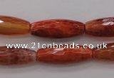 CAG4196 15.5 inches 9*25mm faceted rice natural fire agate beads