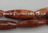 CAG4197 15.5 inches 10*30mm faceted rice natural fire agate beads