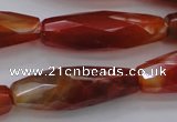 CAG4198 15.5 inches 12*35mm faceted rice natural fire agate beads