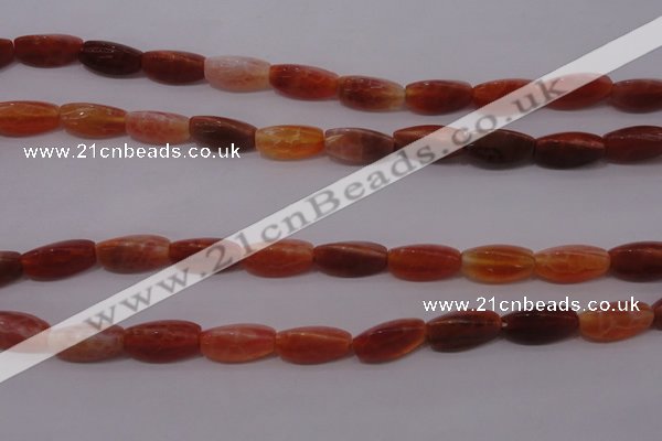 CAG4199 15.5 inches 7*14mm twisted trihedron natural fire agate beads