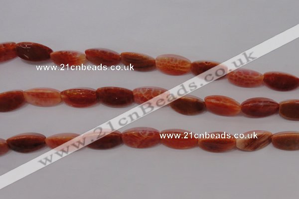CAG4200 15.5 inches 8*16mm twisted trihedron natural fire agate beads