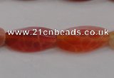 CAG4201 7*14mm faceted & twisted trihedron natural fire agate beads