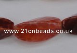 CAG4202 10*20mm faceted & twisted trihedron natural fire agate beads