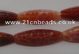 CAG4206 15.5 inches 10*30mm trihedron natural fire agate beads