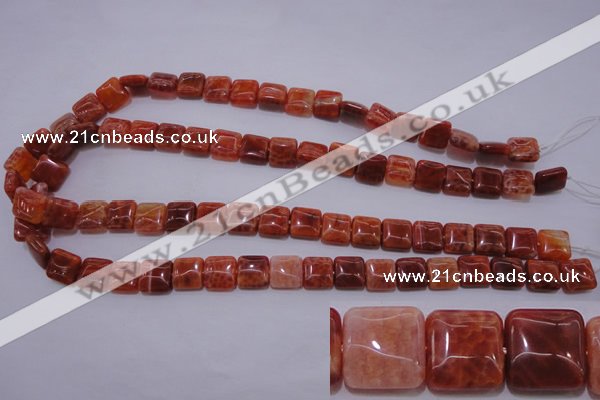 CAG4227 15.5 inches 10*10mm square natural fire agate beads
