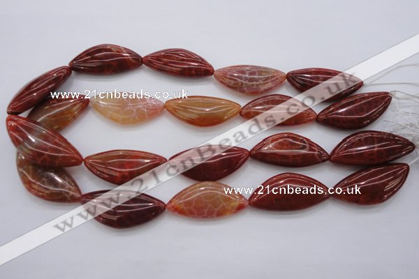 CAG4236 15.5 inches 18*39mm triangle natural fire agate beads