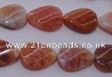 CAG4245 15.5 inches 13*18mm twisted flat teardrop natural fire agate beads