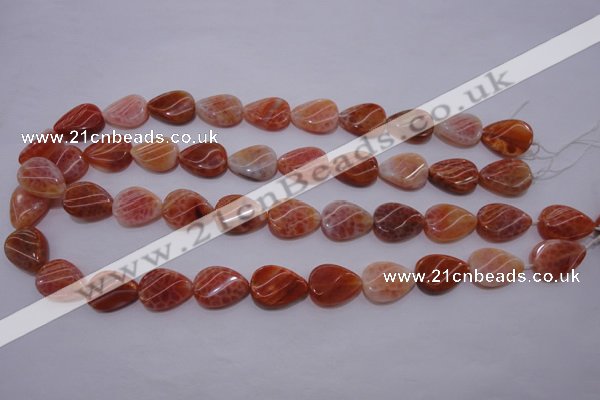 CAG4245 15.5 inches 13*18mm twisted flat teardrop natural fire agate beads