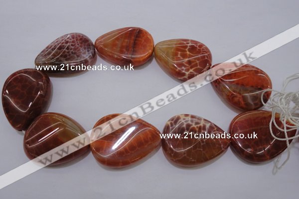 CAG4248 15.5 inches 30*40mm twisted flat teardrop natural fire agate beads