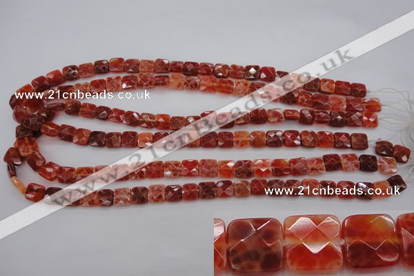 CAG4250 15.5 inches 8*8mm faceted square natural fire agate beads