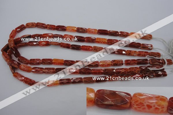 CAG4255 15.5 inches 7*14mm faceted square natural fire agate beads