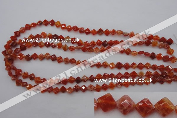 CAG4260 15.5 inches 6*6mm faceted diamond natural fire agate beads