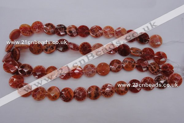 CAG4266 15.5 inches 15mm faceted coin natural fire agate beads