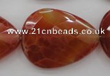 CAG4276 15.5 inches 25*35mm faceted flat teardrop natural fire agate beads