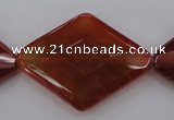 CAG4279 15.5 inches 28*40mm faceted diamond natural fire agate beads