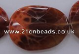 CAG4280 15.5 inches 28*39mm faceted freeform natural fire agate beads