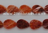 CAG4282 10*14mm faceted & twisted teardrop natural fire agate beads