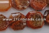 CAG4290 15.5 inches 20*20mm octagonal natural fire agate beads