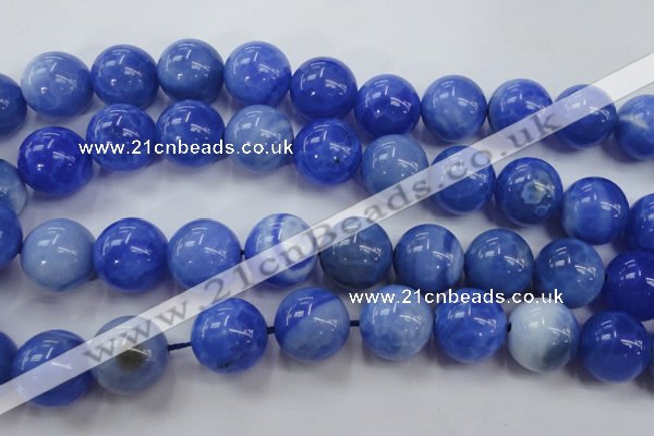 CAG4305 15.5 inches 14mm round dyed blue fire agate beads