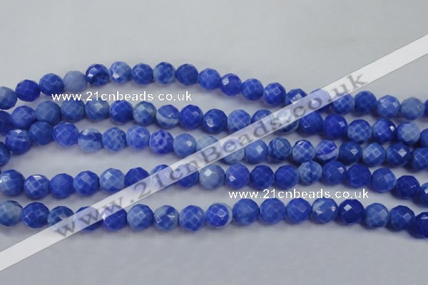 CAG4312 15.5 inches 8mm faceted round dyed blue fire agate beads