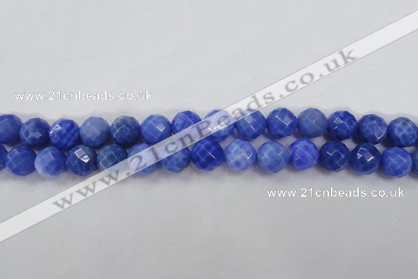 CAG4313 15.5 inches 10mm faceted round dyed blue fire agate beads