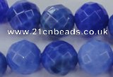 CAG4314 15.5 inches 12mm faceted round dyed blue fire agate beads