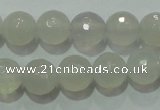 CAG4350 15.5 inches 8mm faceted round white agate beads wholesale