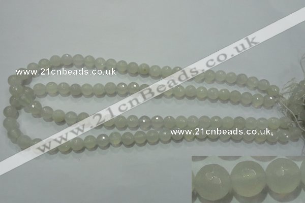 CAG4350 15.5 inches 8mm faceted round white agate beads wholesale