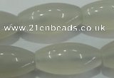 CAG4355 15.5 inches 15*30mm rice white agate beads wholesale