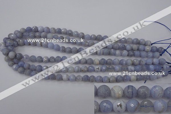 CAG4362 15.5 inches 8mm faceted round blue lace agate beads