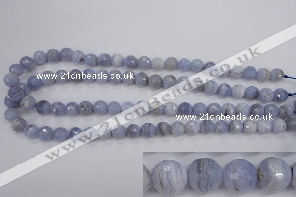 CAG4363 15.5 inches 10mm faceted round blue lace agate beads