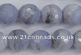 CAG4364 15.5 inches 12mm faceted round blue lace agate beads