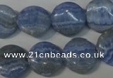 CAG4380 15.5 inches 16mm flat round dyed blue lace agate beads