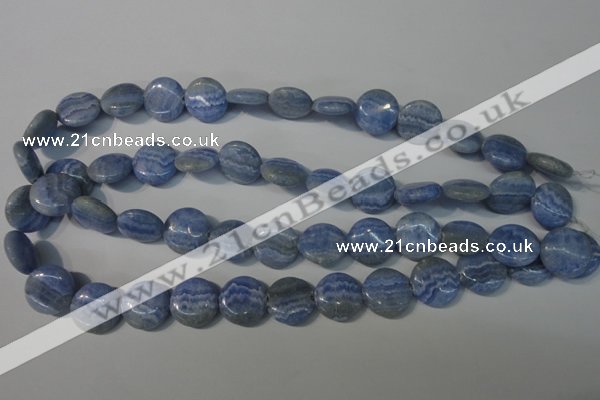 CAG4380 15.5 inches 16mm flat round dyed blue lace agate beads