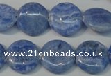 CAG4381 15.5 inches 18mm flat round dyed blue lace agate beads