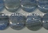 CAG4382 15.5 inches 20mm flat round dyed blue lace agate beads