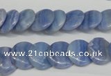 CAG4392 15.5 inches 14mm flat round dyed blue lace agate beads