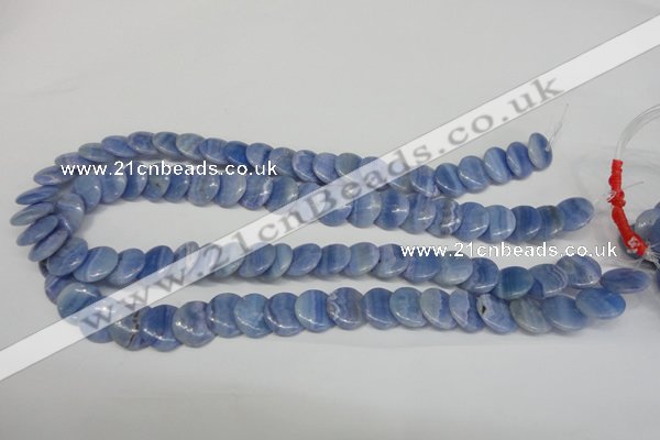 CAG4392 15.5 inches 14mm flat round dyed blue lace agate beads