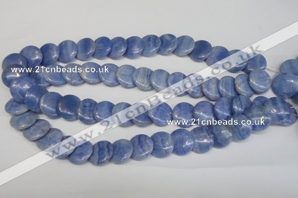 CAG4393 15.5 inches 18mm flat round dyed blue lace agate beads