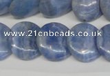 CAG4394 15.5 inches 20mm flat round dyed blue lace agate beads