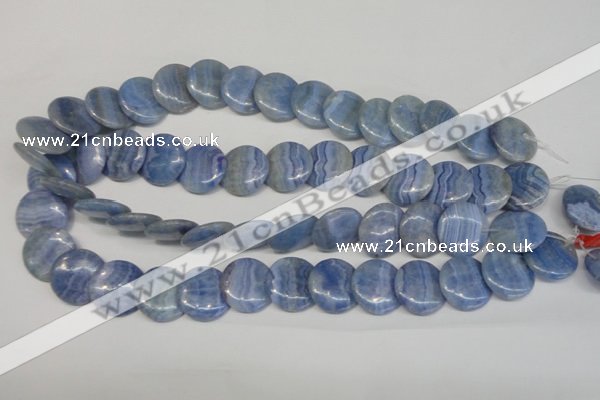 CAG4394 15.5 inches 20mm flat round dyed blue lace agate beads