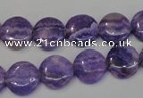 CAG4428 15.5 inches 12mm flat round dyed blue lace agate beads