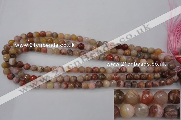 CAG4472 15.5 inches 8mm faceted round pink botswana agate beads