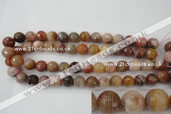 CAG4475 15.5 inches 14mm faceted round pink botswana agate beads