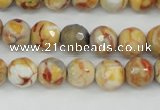 CAG4482 15.5 inches 6mm faceted round fire crackle agate beads