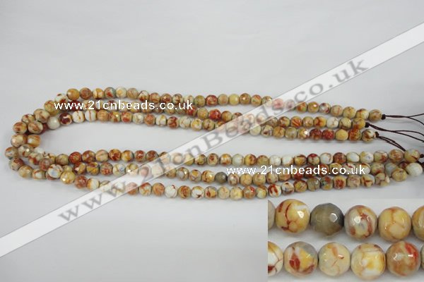 CAG4482 15.5 inches 6mm faceted round fire crackle agate beads