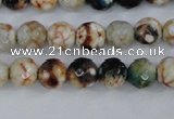 CAG4483 15.5 inches 6mm faceted round fire crackle agate beads