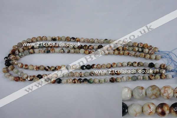 CAG4483 15.5 inches 6mm faceted round fire crackle agate beads