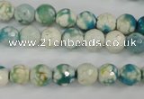 CAG4492 15.5 inches 8mm faceted round fire crackle agate beads